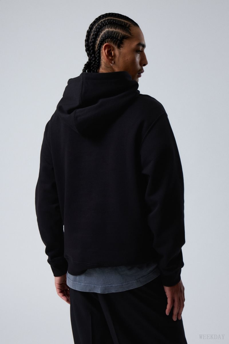 Weekday Standard Midweight Hoodie Black | KRUC3546