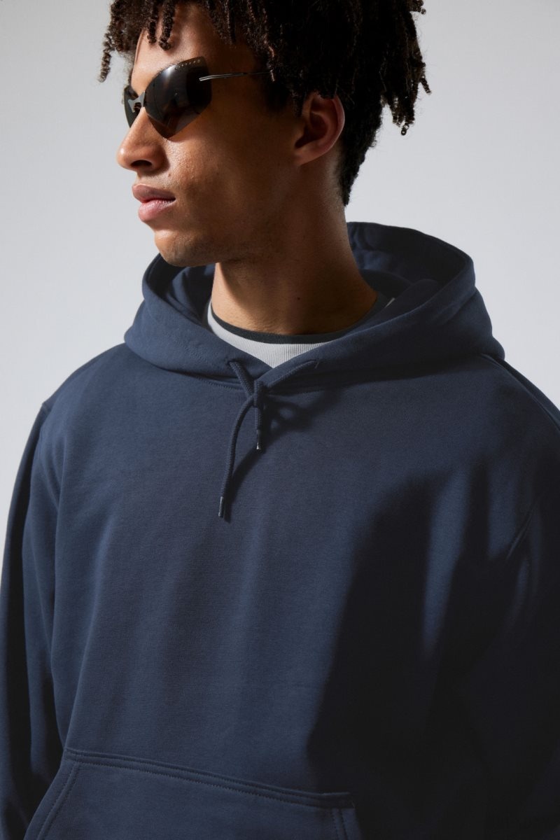 Weekday Standard Midweight Hoodie Dark Blue | CYMW5991