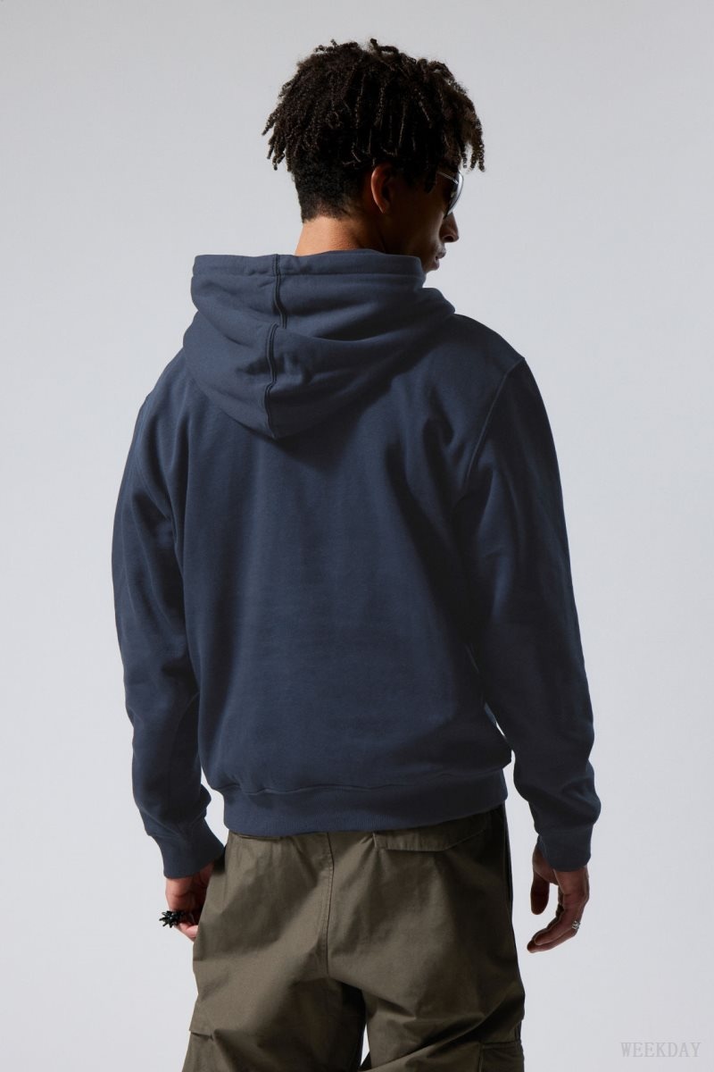 Weekday Standard Midweight Hoodie Dark Blue | CYMW5991