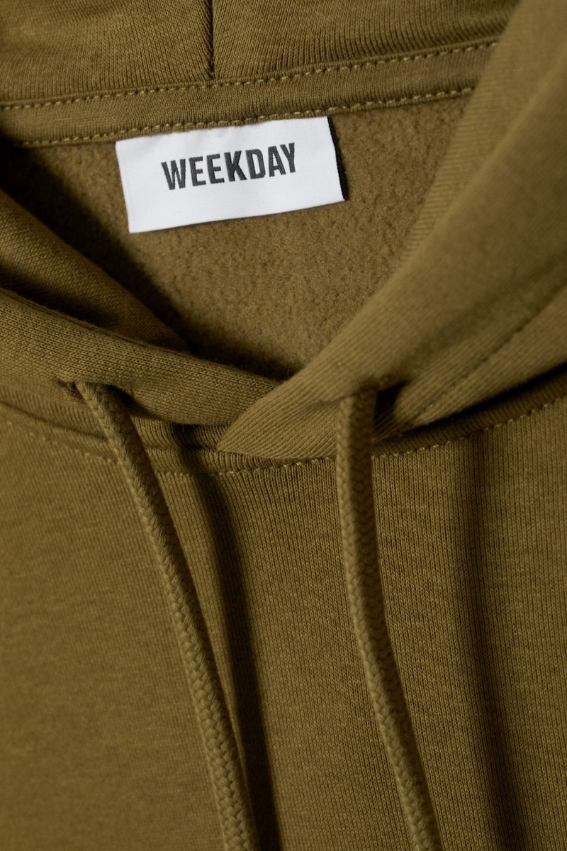 Weekday Standard Midweight Hoodie Khaki | ZEUP7874