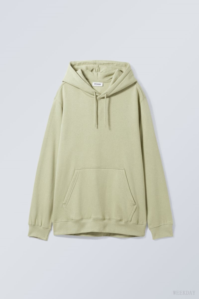 Weekday Standard Midweight Hoodie Light Green | CQUB2284