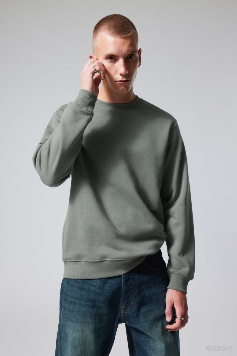 Weekday Standard Midweight Sweatshirt Khaki | XMET5572