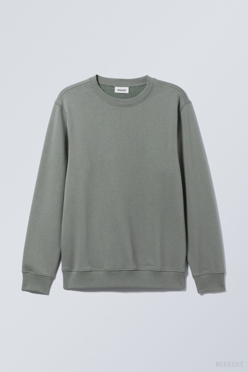 Weekday Standard Midweight Sweatshirt Khaki | XMET5572