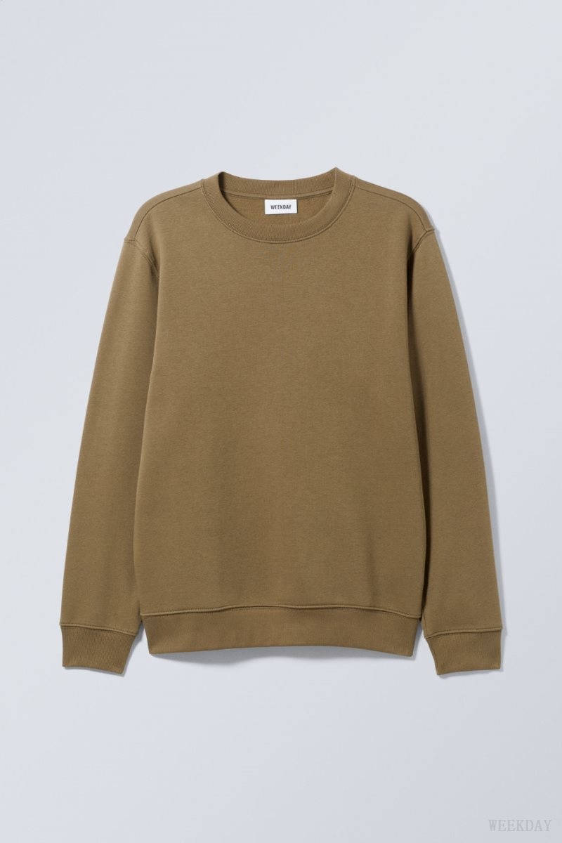 Weekday Standard Midweight Sweatshirt Khaki | QSUZ4670