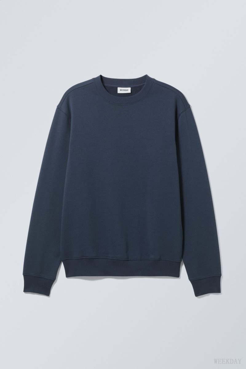 Weekday Standard Midweight Sweatshirt Navy | BQVN7178