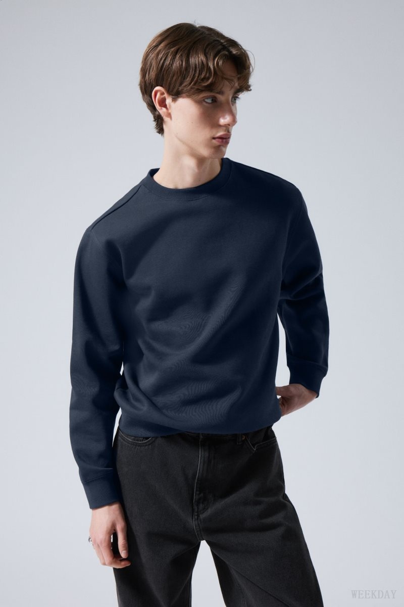 Weekday Standard Midweight Sweatshirt Navy | BQVN7178