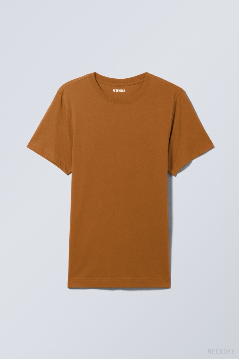 Weekday Standard Midweight T-shirt Brown | UQJR6119