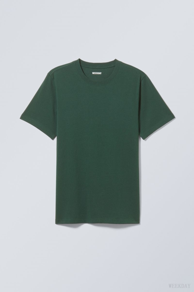 Weekday Standard Midweight T-shirt Dark Green | QVCB3488