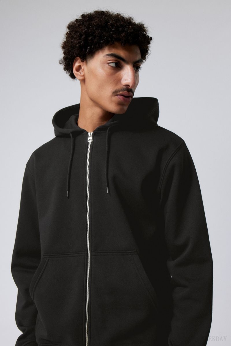 Weekday Standard Midweight Zip Hoodie Black | TJTR1275