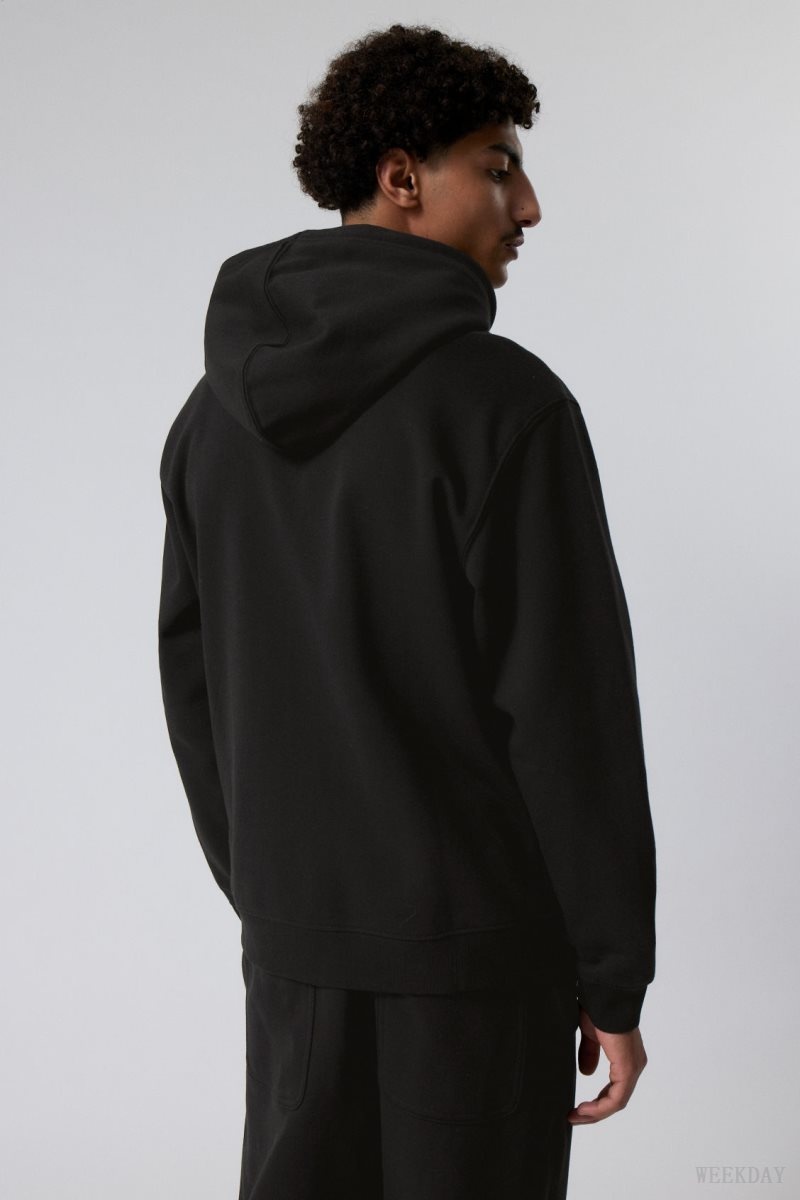 Weekday Standard Midweight Zip Hoodie Black | TJTR1275