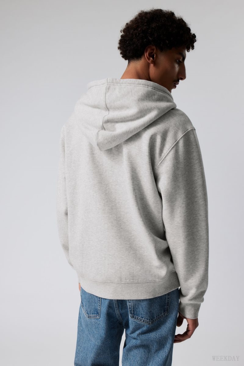 Weekday Standard Midweight Zip Hoodie Grey | HAUD5229