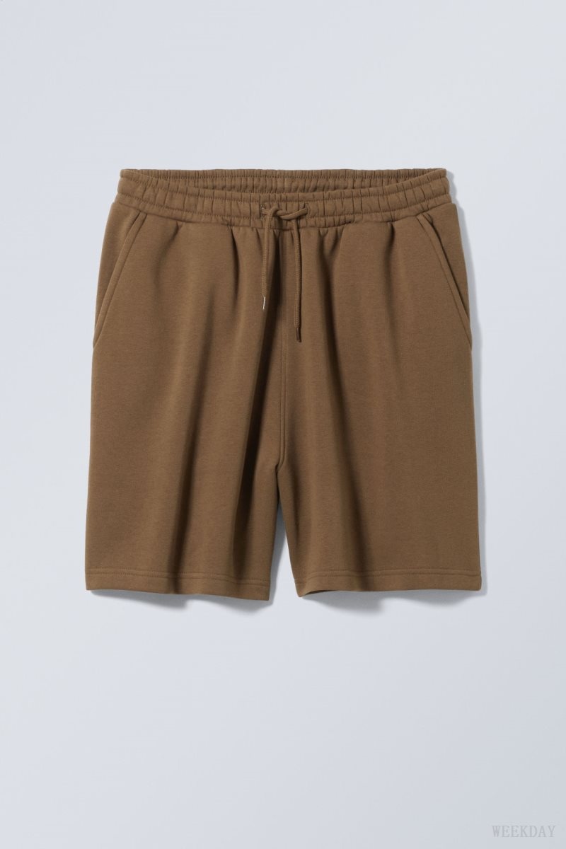 Weekday Standard Sweatshorts Dark Khaki | RYGW3994