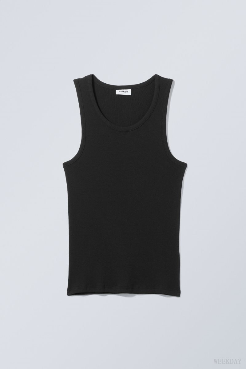 Weekday Standard Tank Top Black | QCUN3912