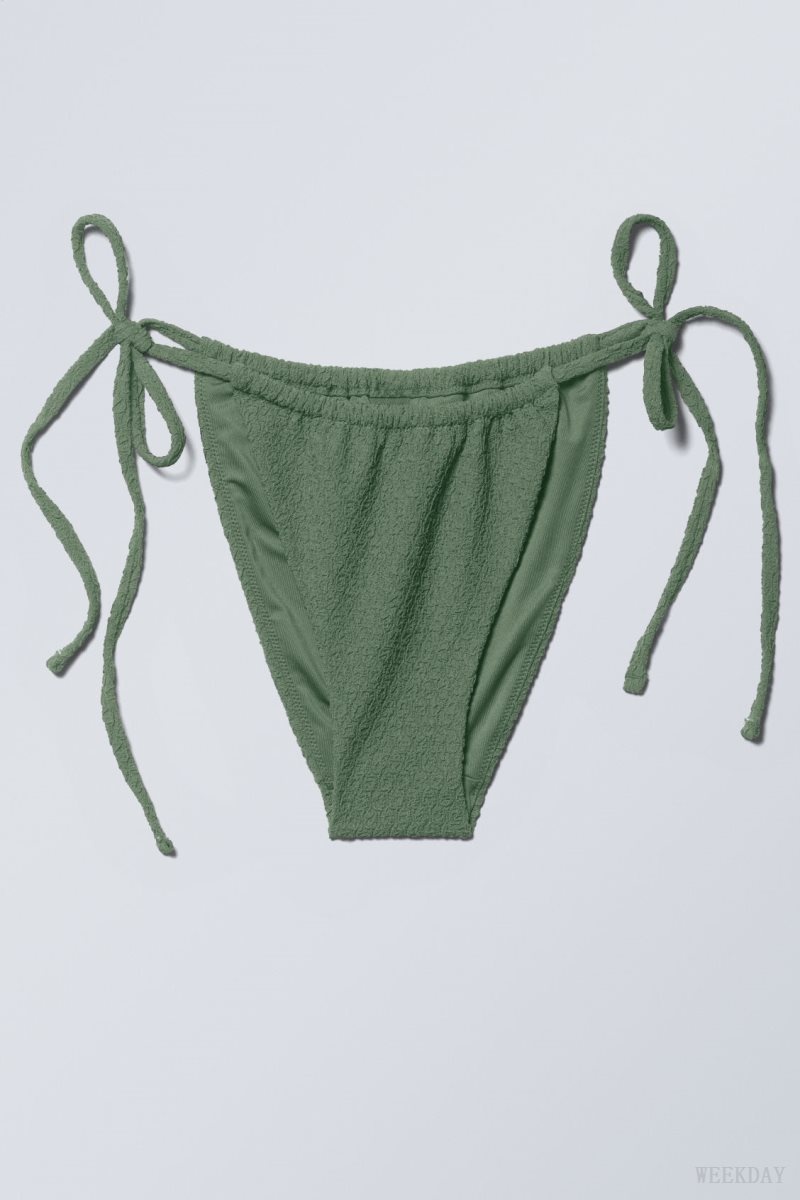 Weekday Structured Tie Bikini Bottom Olive Green | STHI8773