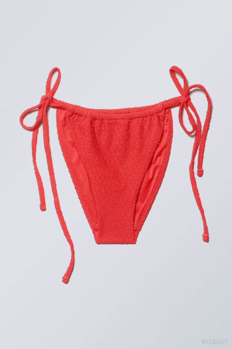 Weekday Structured Tie Bikini Bottom Red | AGMB7279