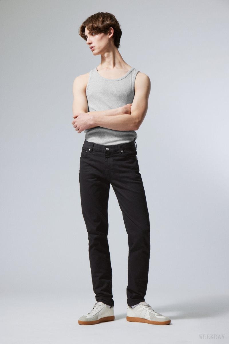 Weekday Sunday Slim Tapered Jeans Black | DJMU2990