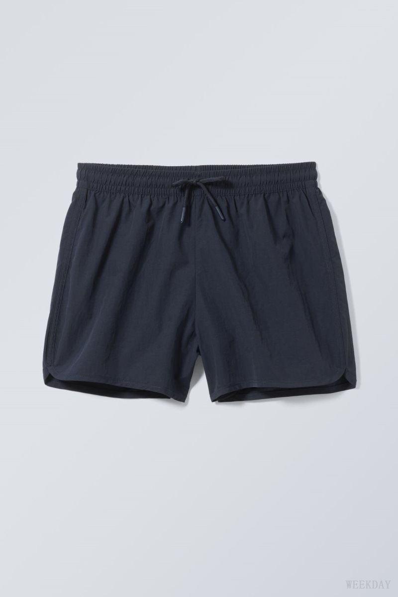 Weekday Tan Structure Swim Shorts Dark Blue | BYFQ6542