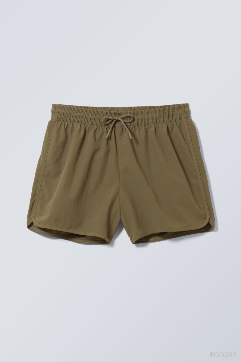 Weekday Tan Structure Swim Shorts Khaki | LHCA6386