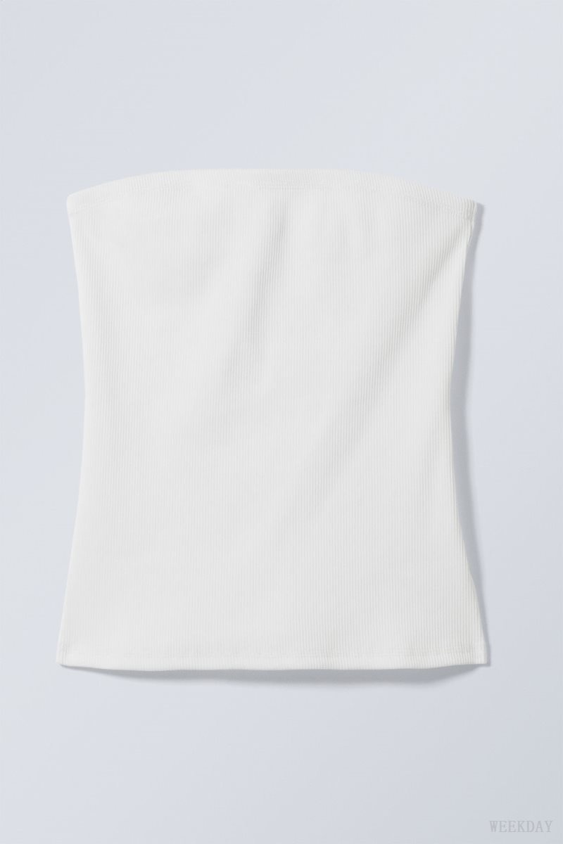 Weekday Tania Rib Tube Top White | DRXO2158