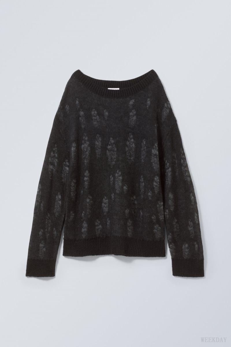 Weekday Taylor Knit Sweater Black | DZXY2817