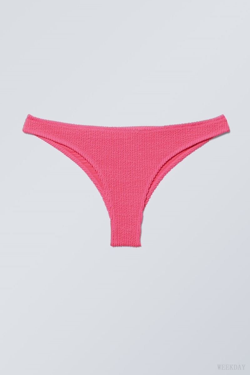 Weekday Textured Brazilian Bikini Bottoms Pink | LSQG7743