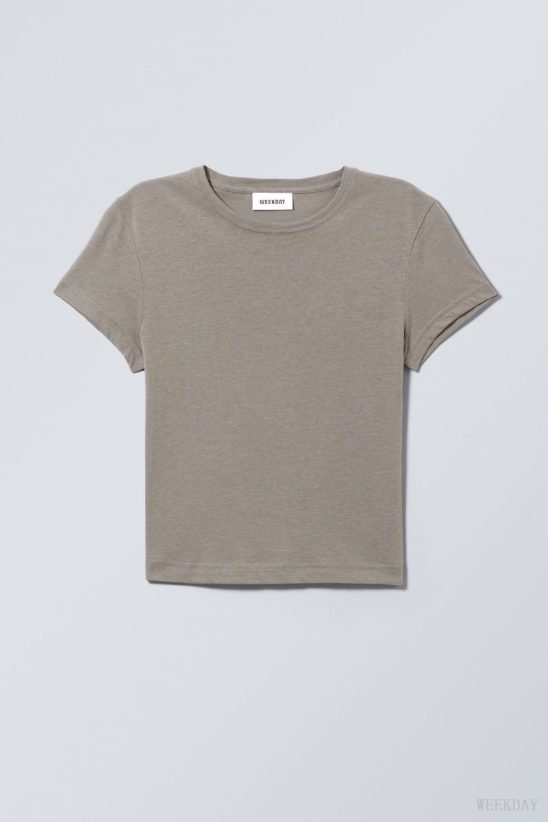 Weekday Tight Fitted T-shirt Dark Grey | LLAB1018