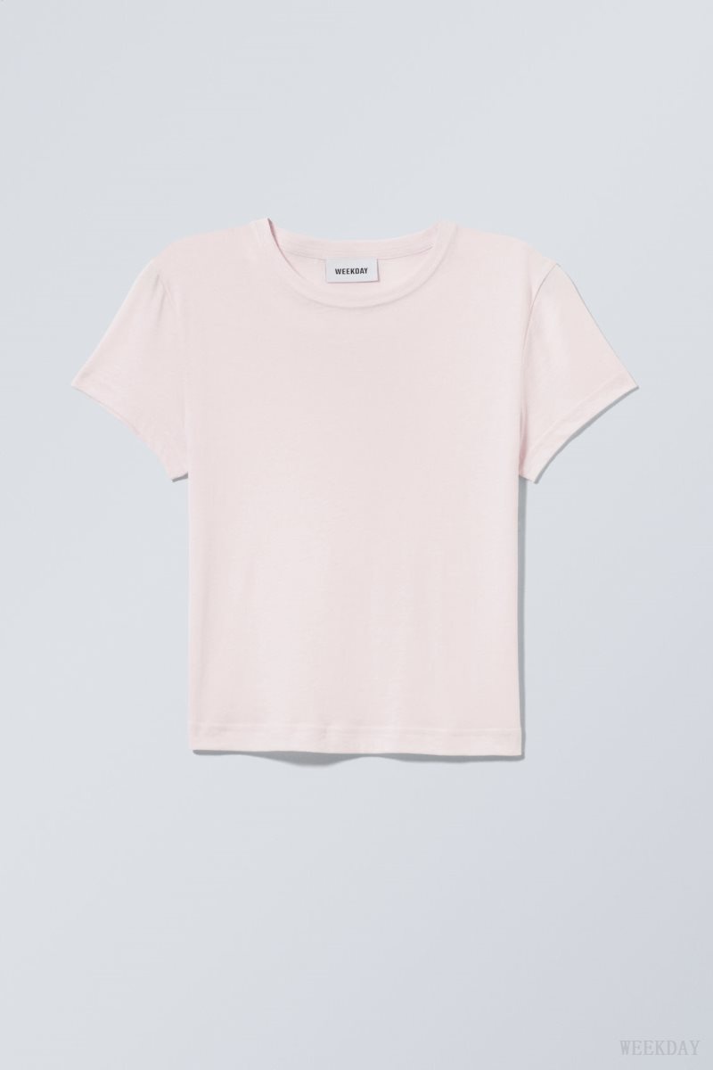 Weekday Tight Fitted T-shirt Pink | KWRL0588