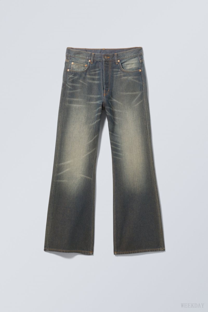 Weekday Time Loose Bootcut Jeans Blue | DQWS8820