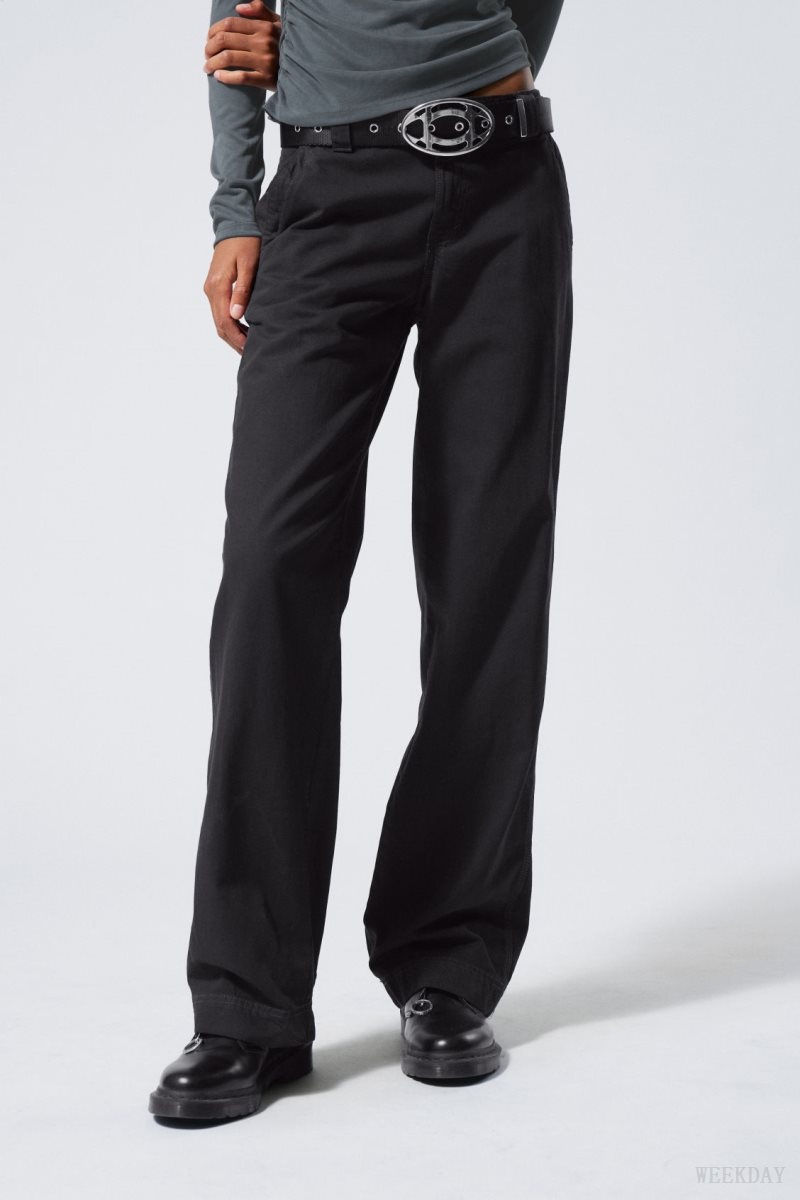 Weekday Tony Cotton Twill Trousers Dark Grey | OYNI2407