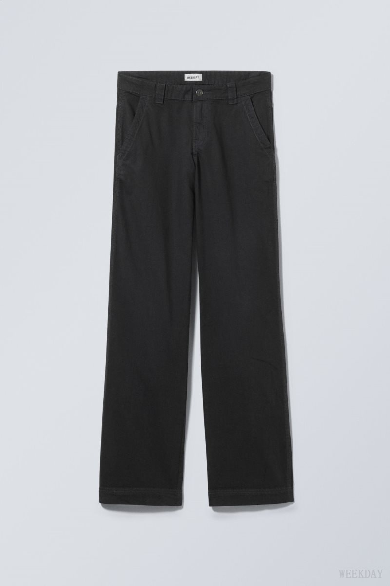 Weekday Tony Cotton Twill Trousers Dark Grey | OYNI2407