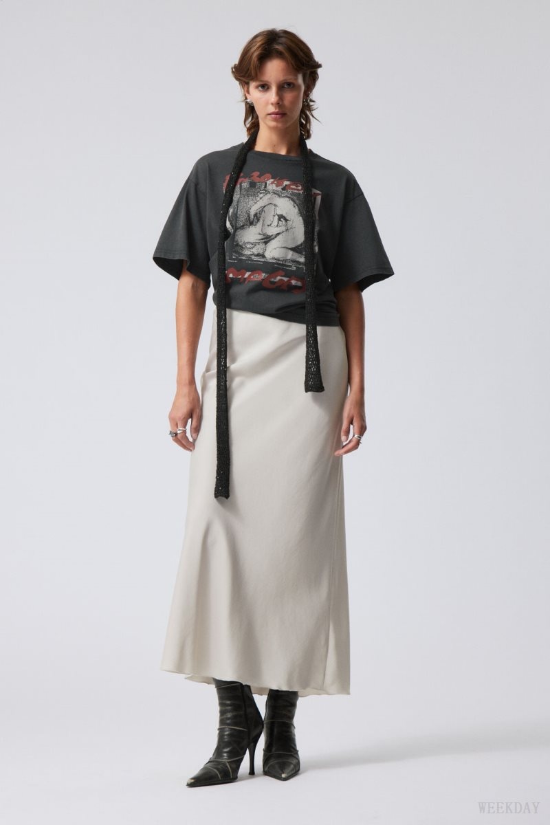 Weekday Trace Pull On Satin Skirt Grey | OCMU8004