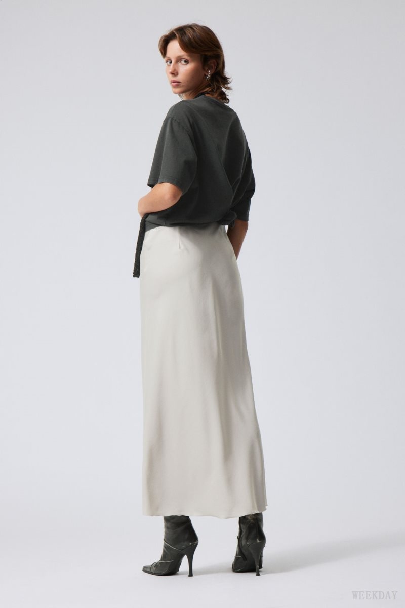 Weekday Trace Pull On Satin Skirt Grey | OCMU8004