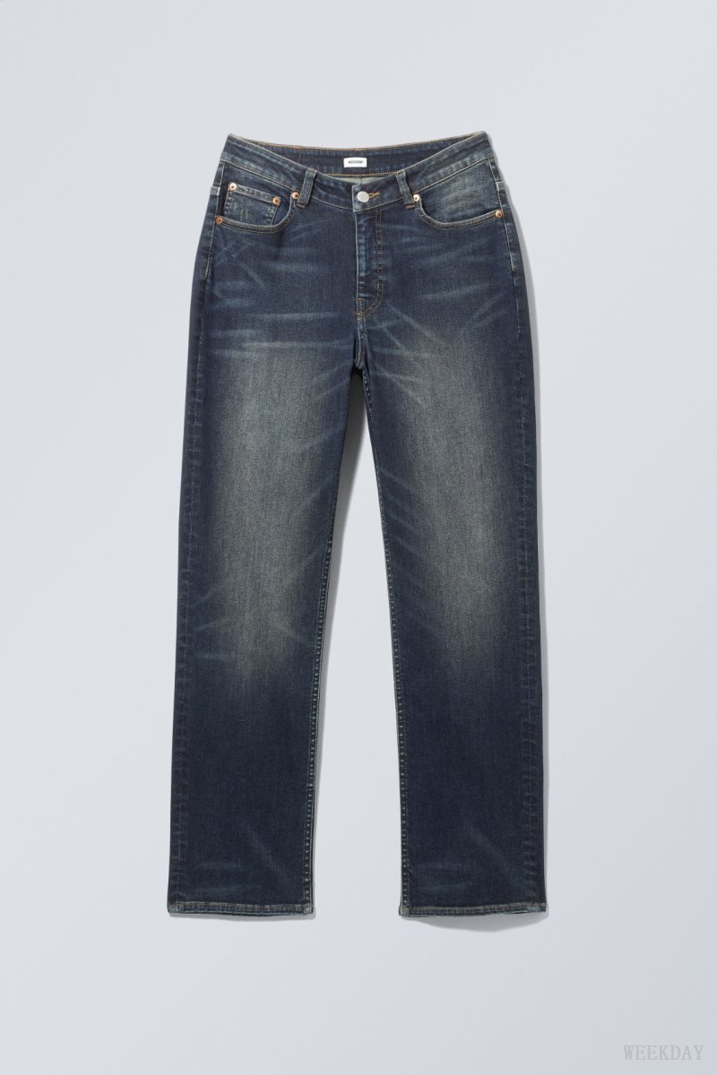 Weekday Twig Curve Mid Straight Jeans Blue | AIVK7805