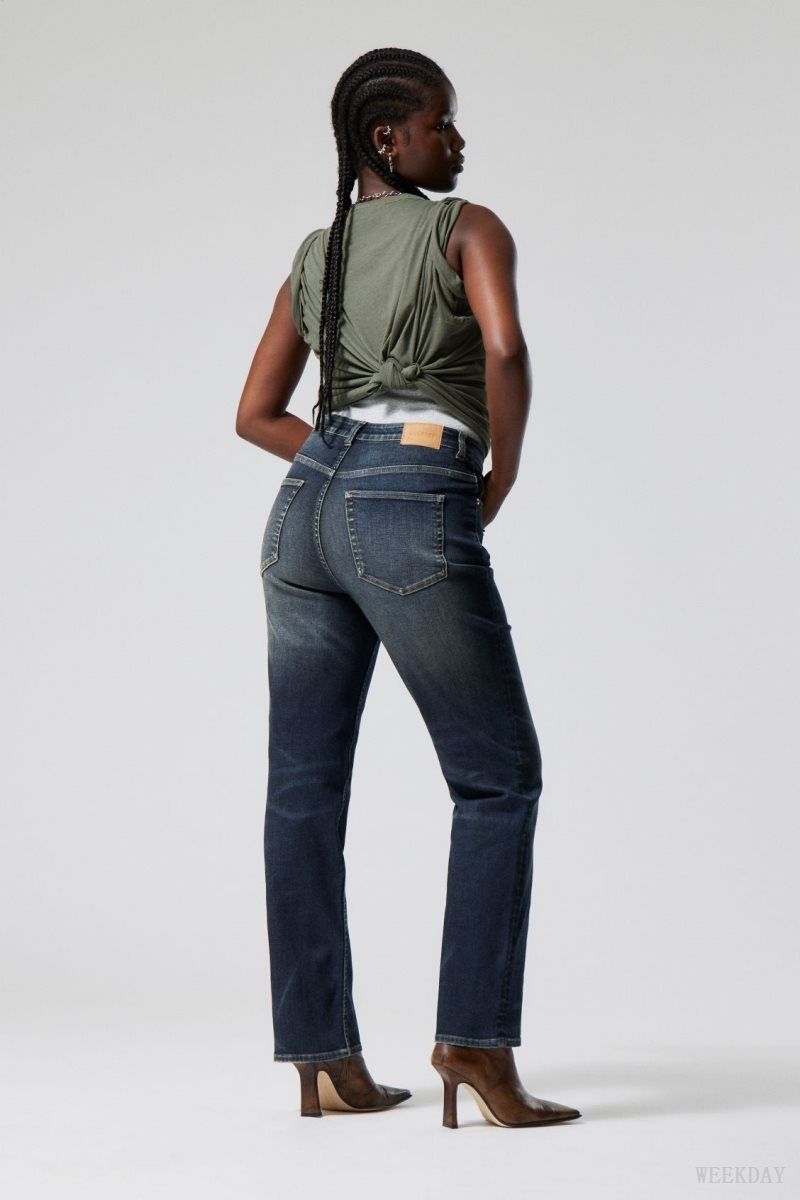 Weekday Twig Curve Mid Straight Jeans Blue | AIVK7805