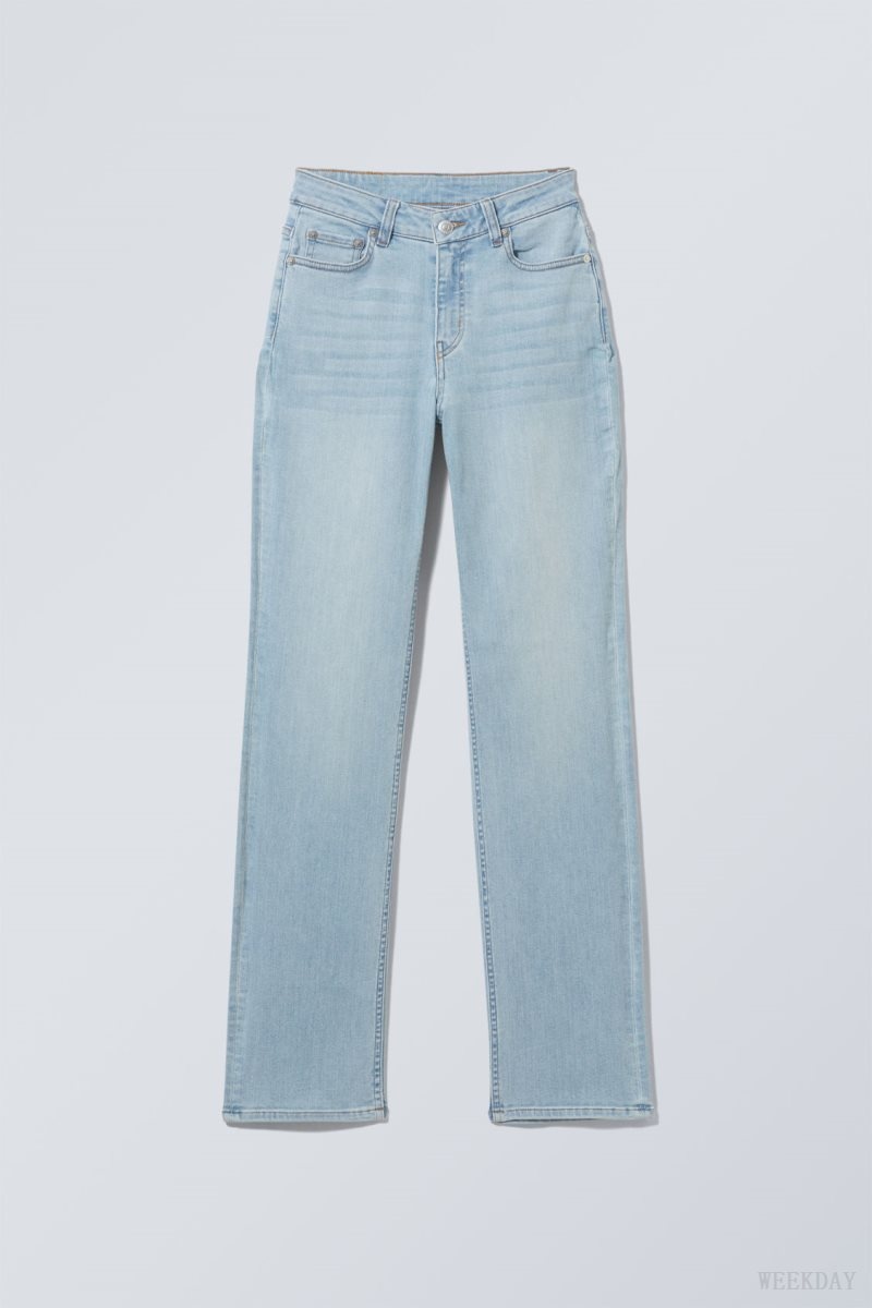 Weekday Twig Curve Mid Straight Jeans Light Blue | JAKO9016