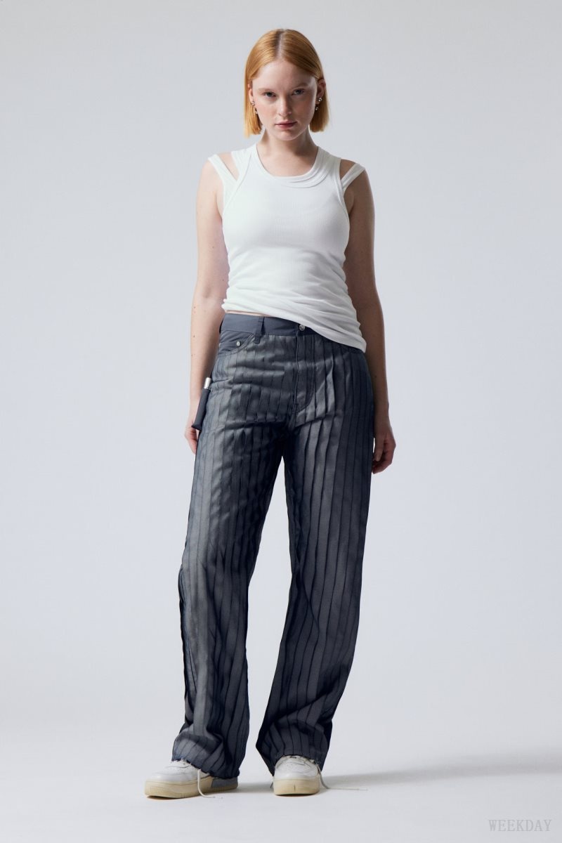 Weekday Unifrom™ + Weekday Limited Edition Stripe Jeans Dark Blue | HGQO0573