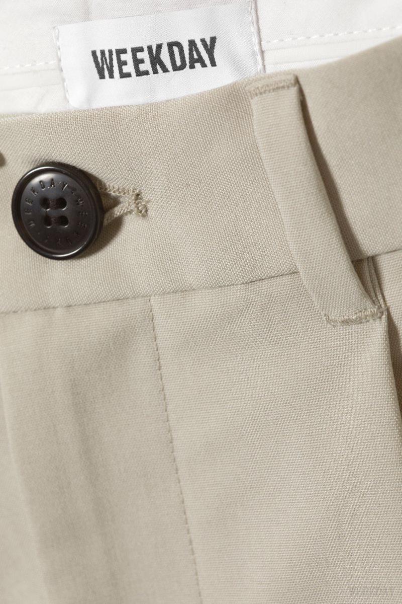 Weekday Uno Loose Suit Trousers Beige | PYUB7407