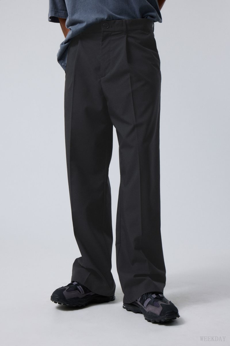 Weekday Uno Loose Suit Trousers Black | MRMX0862