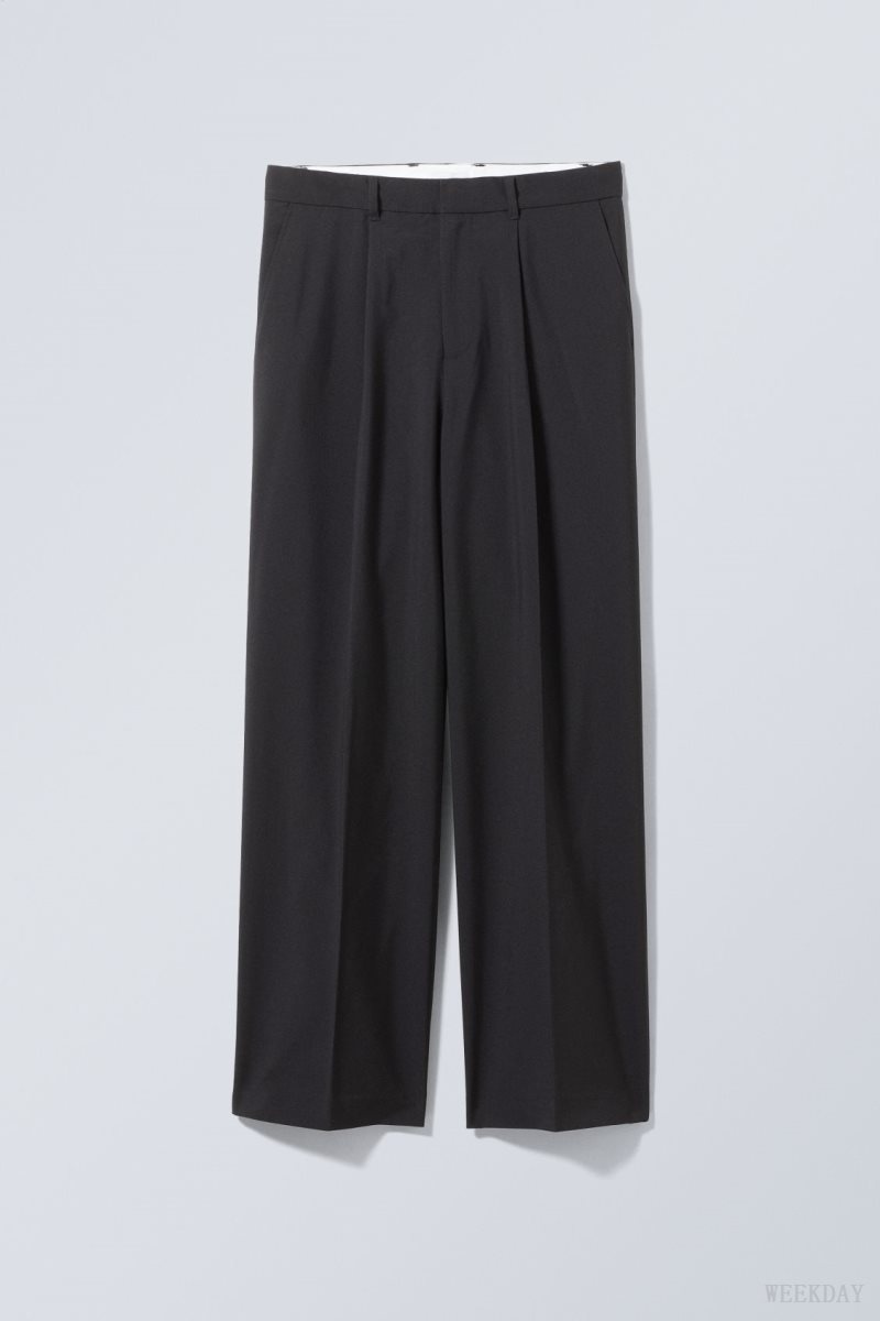 Weekday Uno Loose Suit Trousers Black | MRMX0862