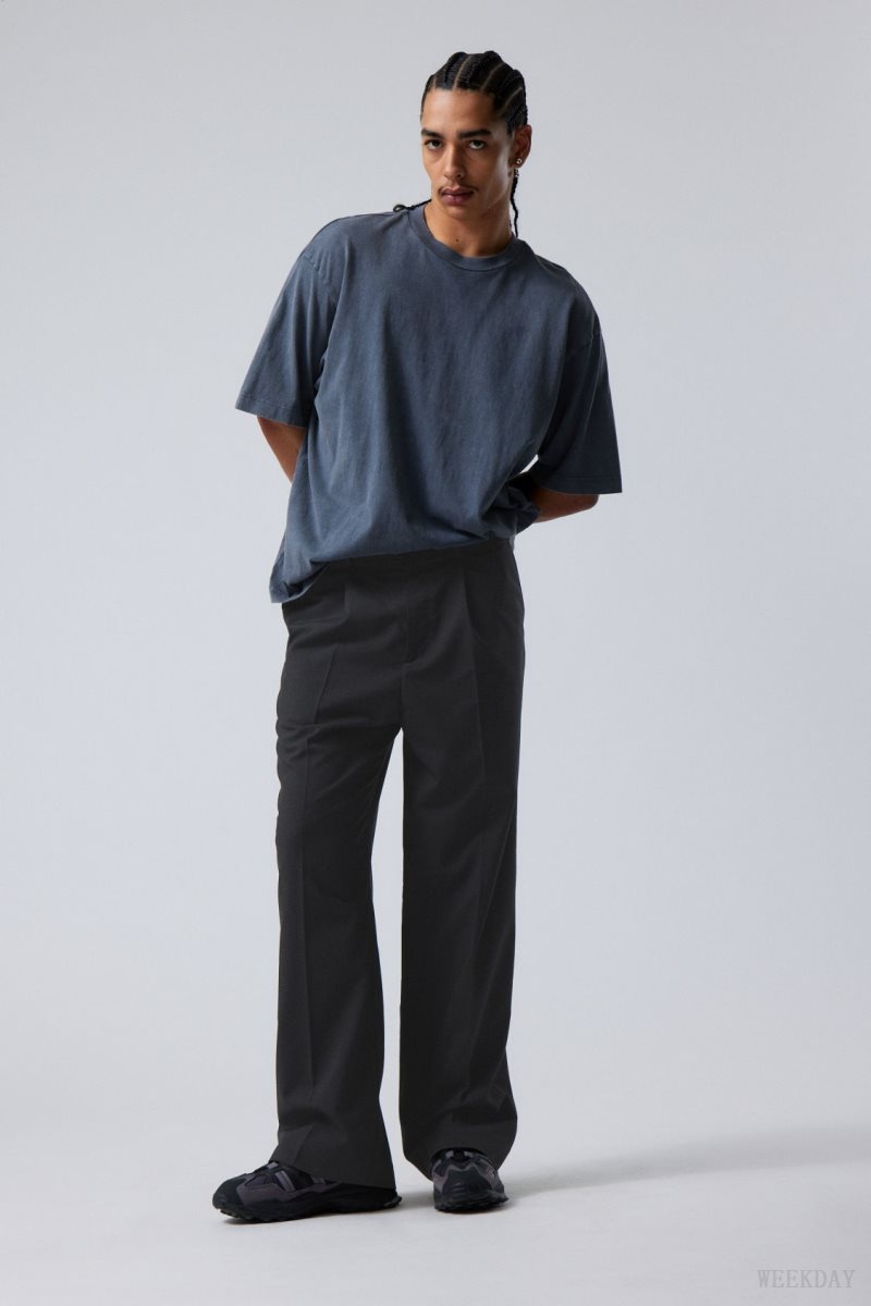 Weekday Uno Loose Suit Trousers Black | MRMX0862