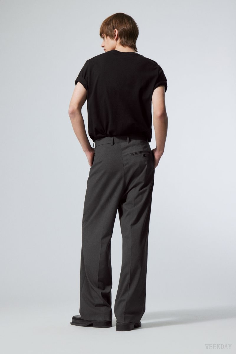 Weekday Uno Loose Suit Trousers Dark Grey | YHNA0786