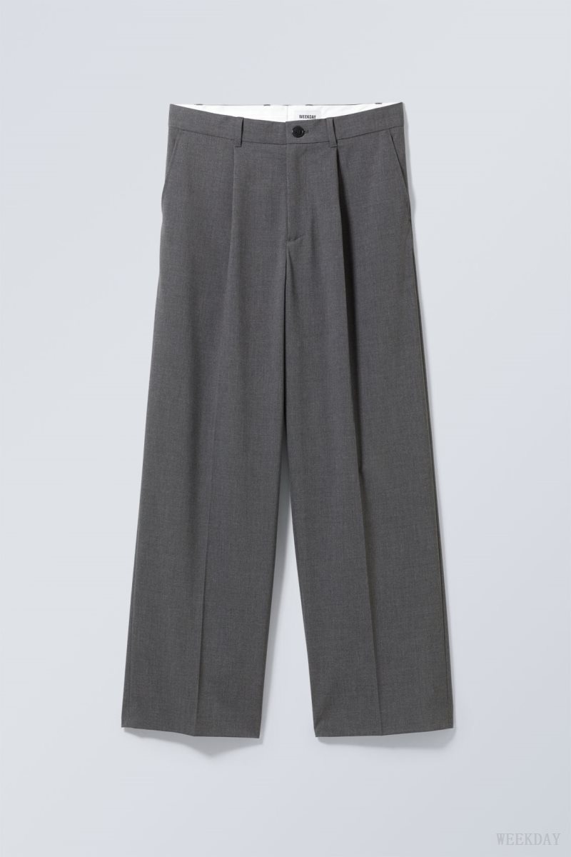 Weekday Uno Loose Suit Trousers Grey | WKUS4730