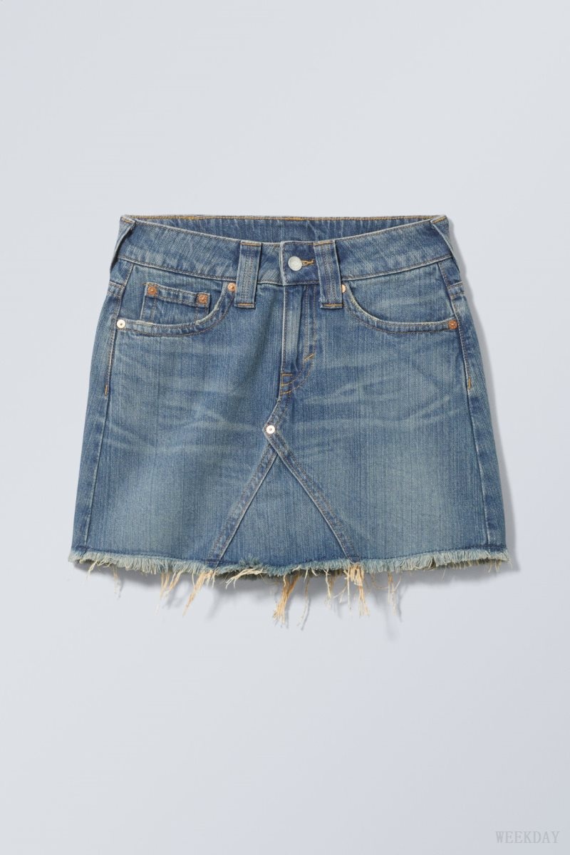 Weekday Ventura Denim Short Skirt Blue | FYDT9339