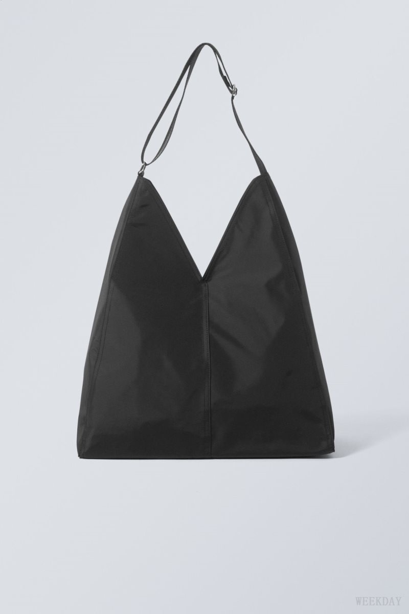 Weekday V-shaped Nylon Shoulder Bag Black | OYOD2564