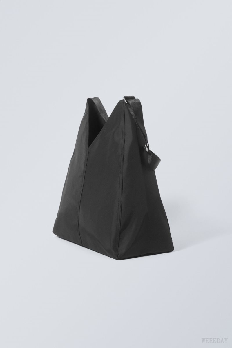 Weekday V-shaped Nylon Shoulder Bag Black | OYOD2564