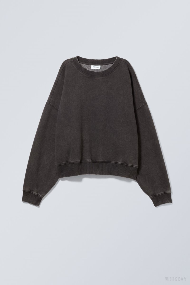 Weekday Wide Heavyweight Sweatshirt Dark Grey | YOYX0695