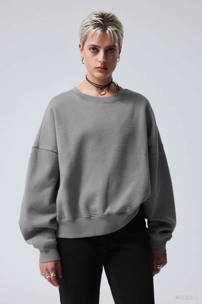 Weekday Wide Heavyweight Sweatshirt Grey | RKIQ9213