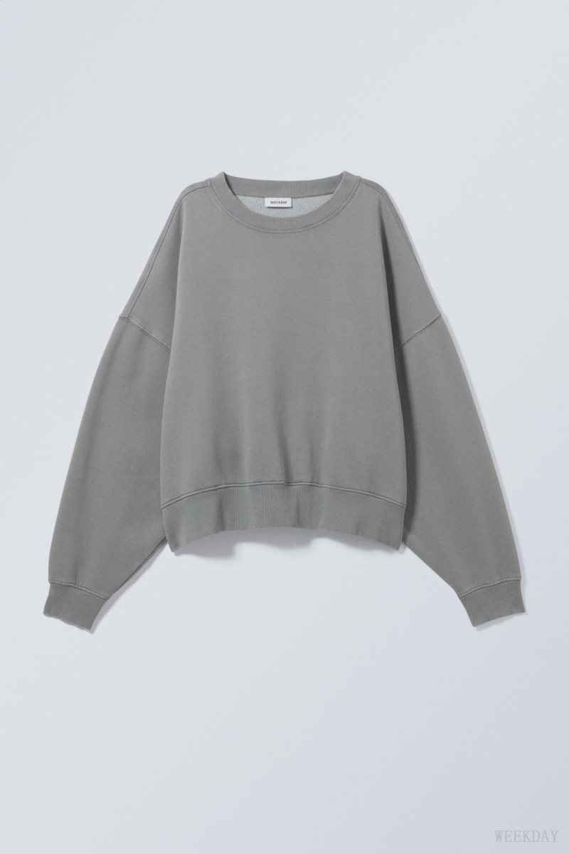 Weekday Wide Heavyweight Sweatshirt Grey | RKIQ9213