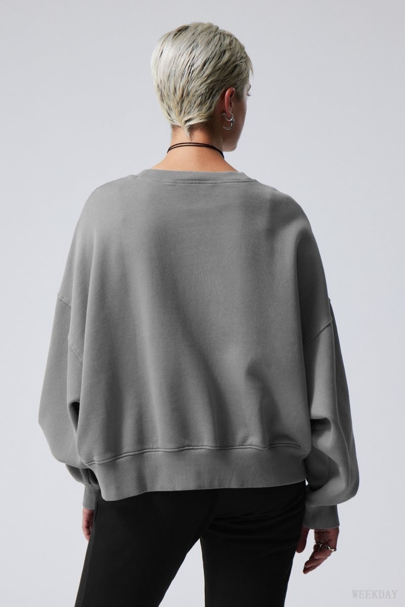 Weekday Wide Heavyweight Sweatshirt Grey | RKIQ9213