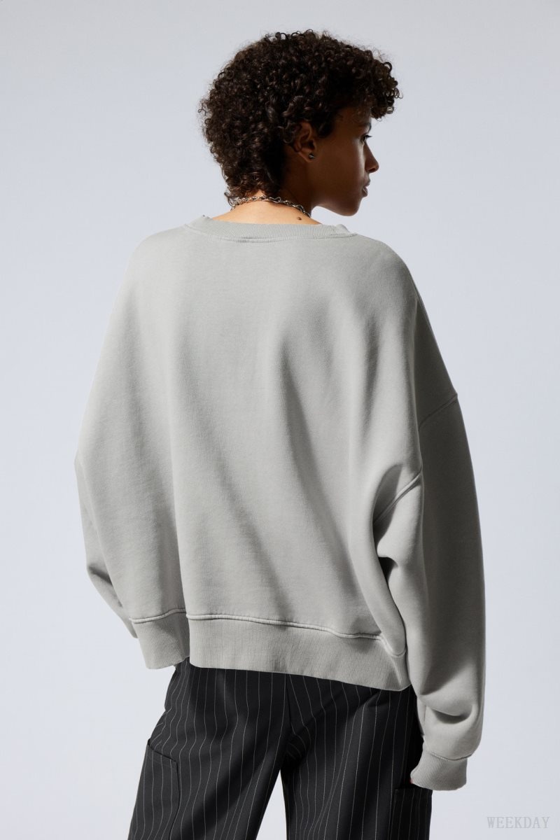 Weekday Wide Heavyweight Sweatshirt Light Grey | PUCJ6081